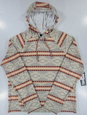 NEW Rock And Roll Denim Performance Hoodie Mens Large Aztec Tribal Taupe NWT